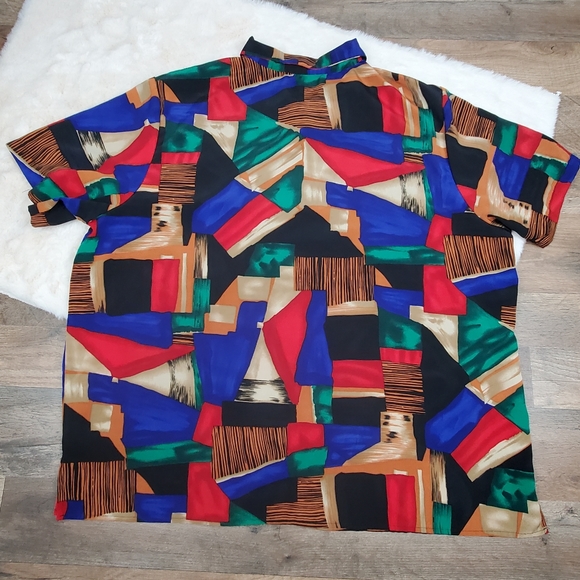 VTG Truffles 80’s Geometric Button Up Blouse - Picture 2 of 4